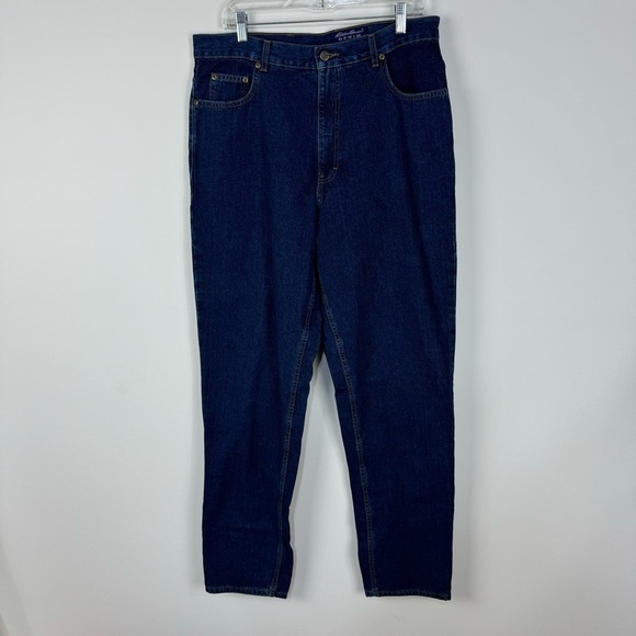 Eddie Bauer 100% Cotton Authentic 16 Tall Long Dark Wash Straight Leg Denim Jean - Picture 1 of 7